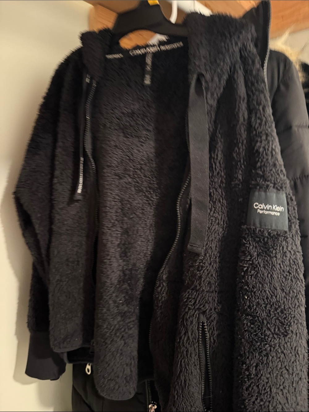 Calvin Klein Performance Women's Black Teddy Sherpa Jacket with Hood